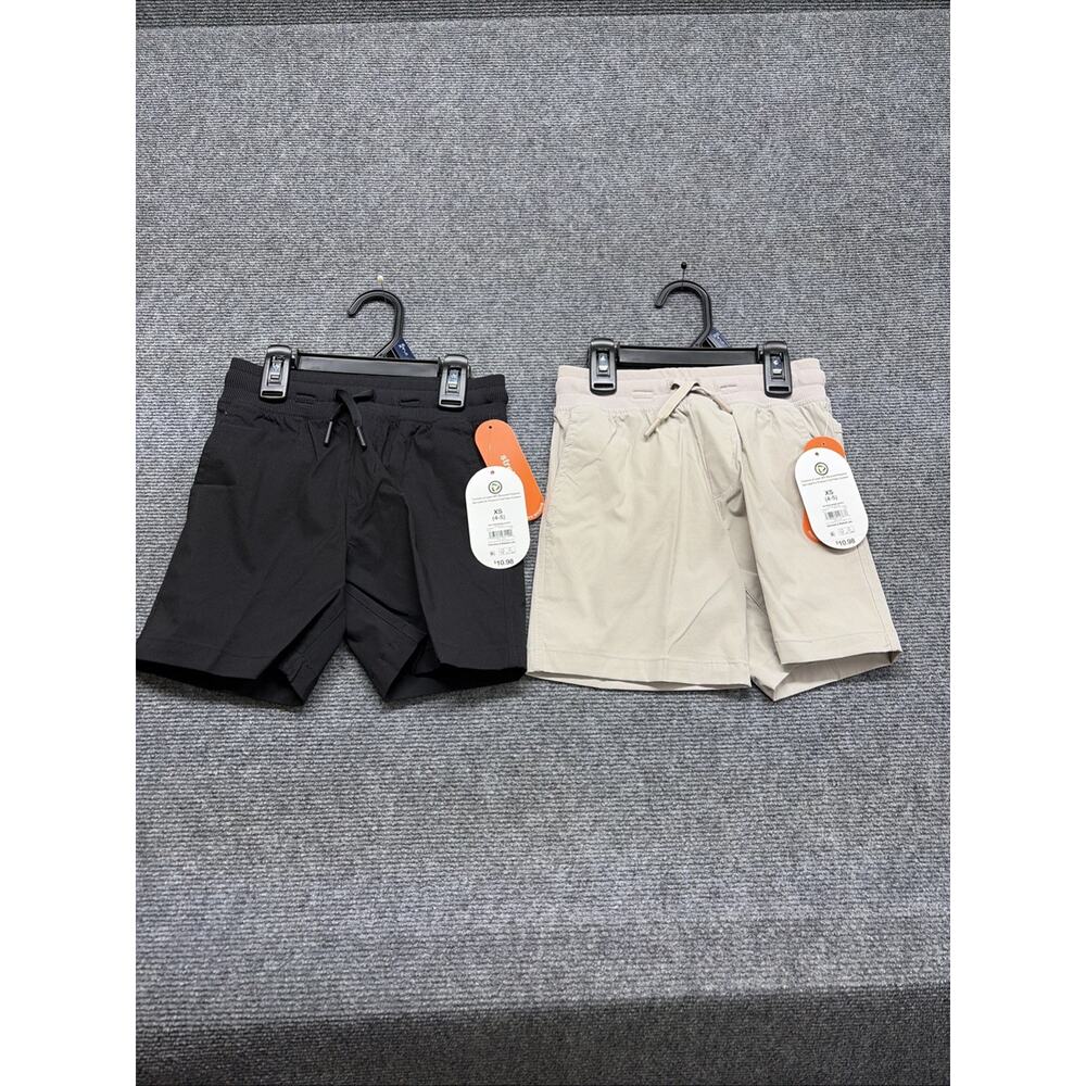 Lot Of 2 Wonder Nation Boy Shorts Sz XS 4/5 Black /Tan Stretch With Pockets NWT